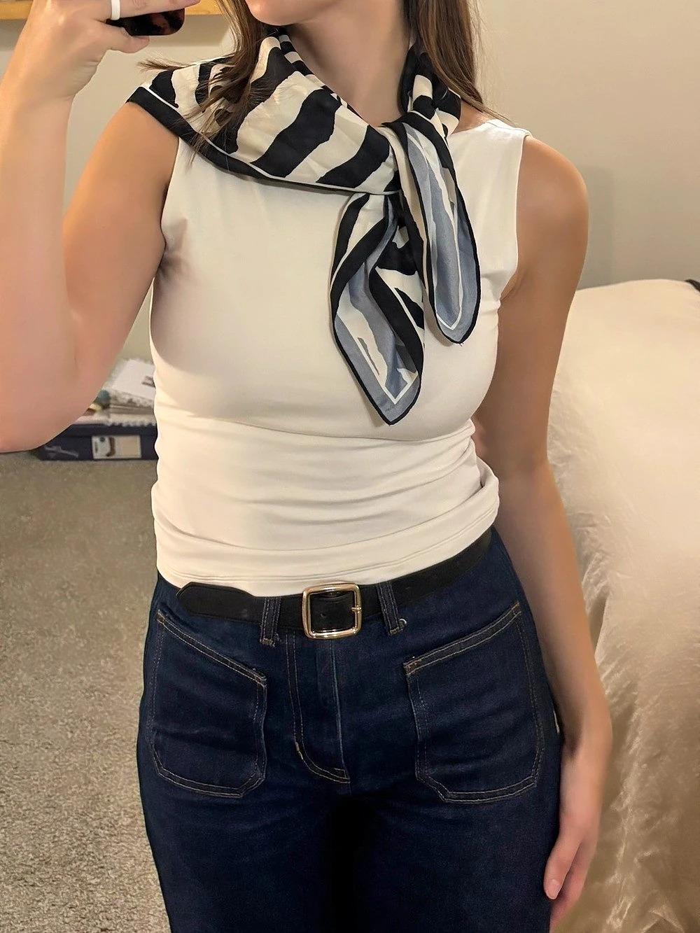 Zebra Print Scarf in Black & White Like New